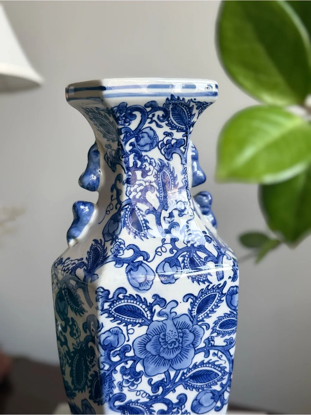 Blue and White Floral Porcelain Vase